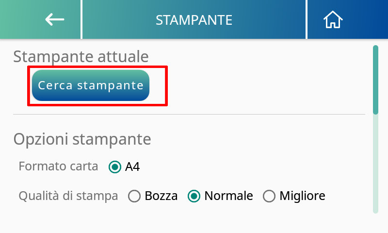 MA601 Seleziona stampante