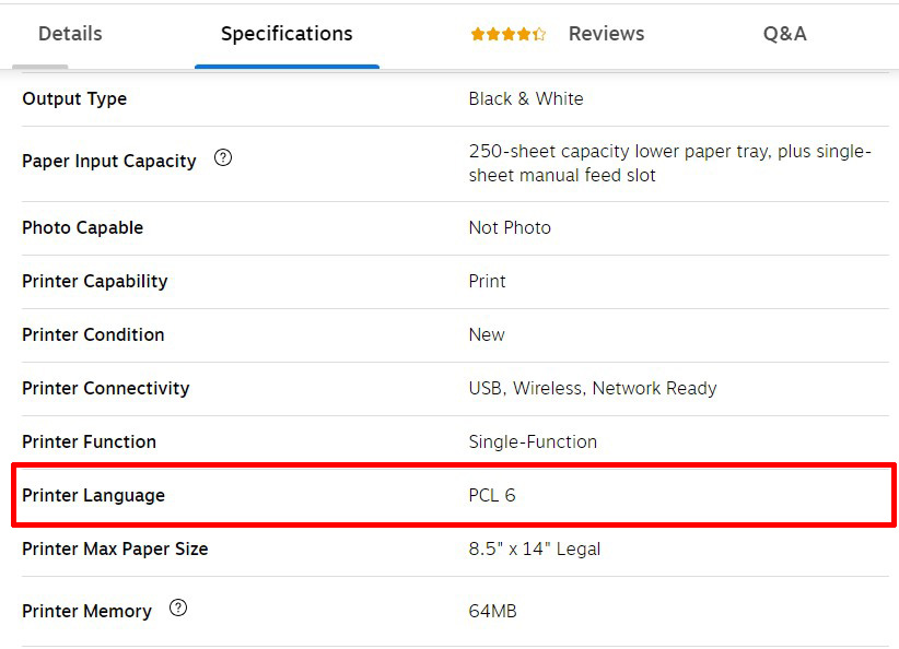 Printer Specifications